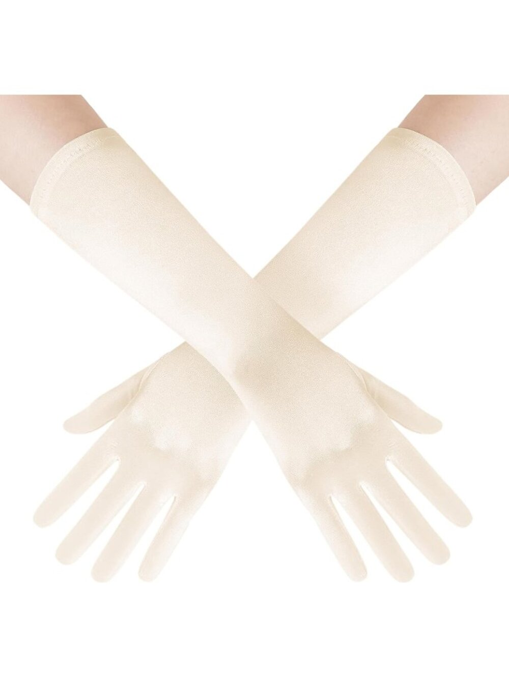 Women's Champagne Bridal Shower 1920s Flapper Stretchy Long Satin Opera Gloves